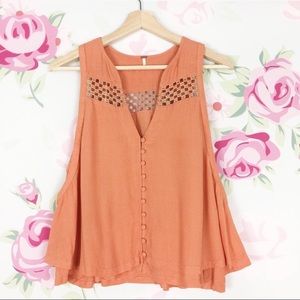 Free People Apricot Boho Style Blouse XS